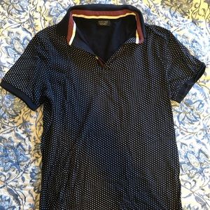 Zara navy polka dot polo